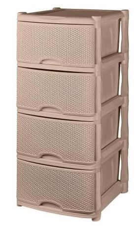 Комод Keeplex Rattan четырехсекционный 48х41х94,5см морской песок